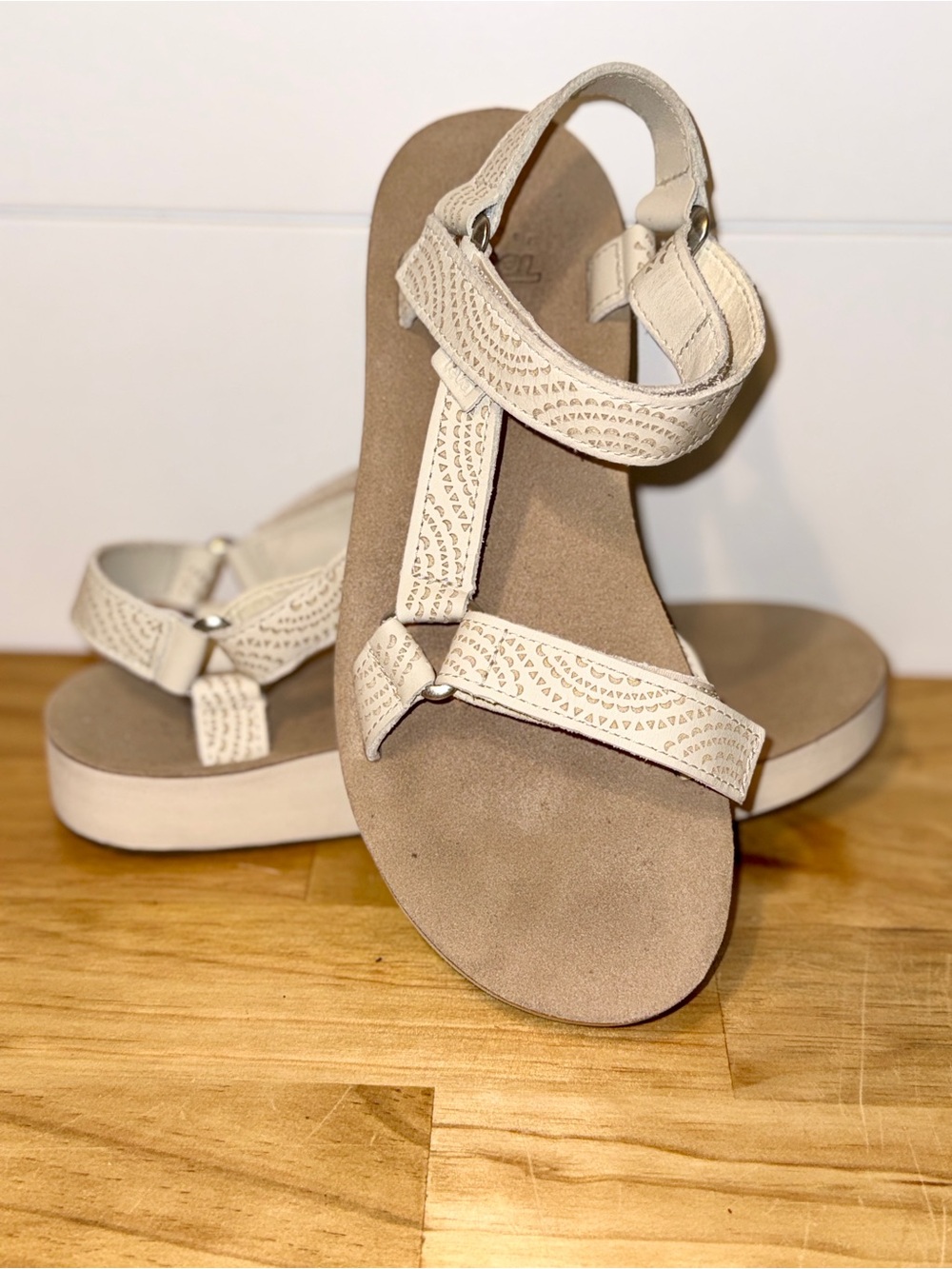 Teva Cream Strappy Platform Sandals